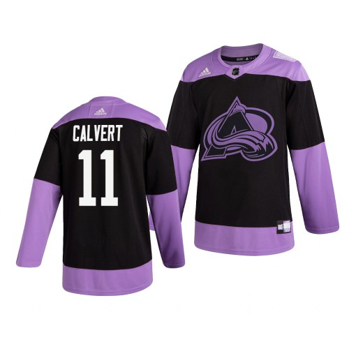 Colorado Colorado Avalanche #11 Matt Calvert Adidas Men's Hockey Fights Cancer Practice Jersey Black Men's