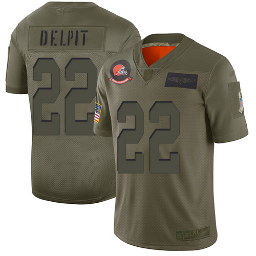 Cleveland Browns #22 Grant Delpit Camo Youth Stitched Limited 2019 Salute to Service Jersey Youth