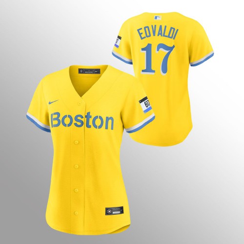 Boston Boston Red Sox #17 Nathan Eovaldi Women's 2021 City Connect Gold Fans Version Jersey Womens