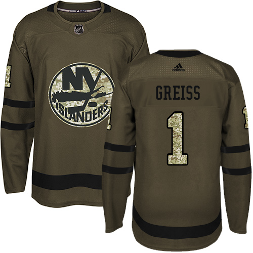 Adidas New York Islanders #1 Thomas Greiss Green Salute to Service Stitched Jersey Men's