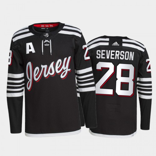 Adidas New Jersey Devils #28 Damon Severson Men's 2021-22 Alternate Authentic Jersey - Black Men's