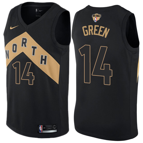 Toronto Raptors #14 Danny Green Black The Finals Patch Swingman City Edition Jersey Mens