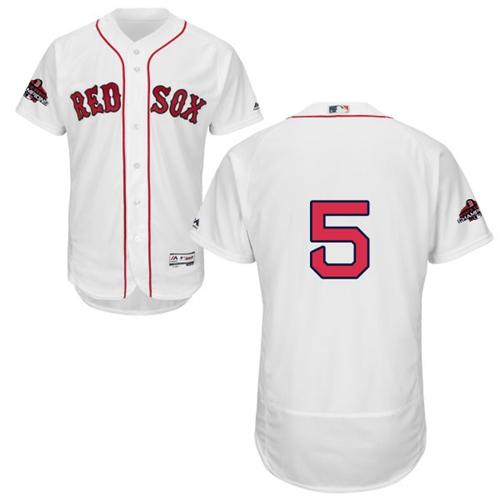 Boston Red Sox #5 Nomar Garciaparra White Flexbase Authentic Collection 2018 World Series Champions Stitched Jersey Men's