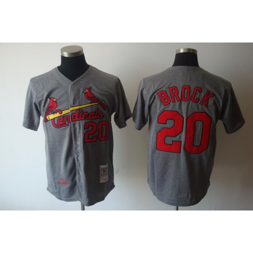 Mitchell And Ness St.Louis Cardinals #20 Lou Brock Grey Cool Base Stitched Throwback Jersey Men's