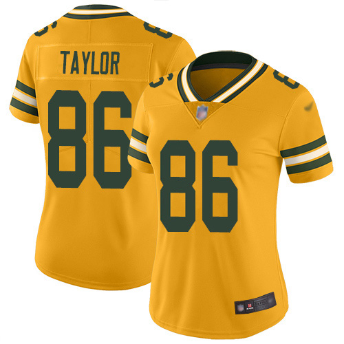 Green Bay Packers #86 Malik Taylor Gold Women's Stitched Limited Inverted Legend Jersey Womens