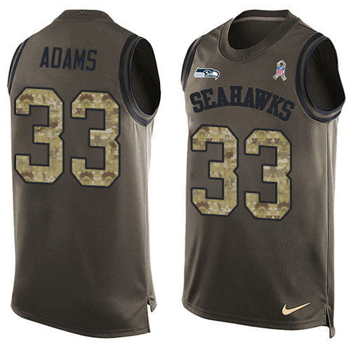Seahawks #33 Jamal Adams Green Men's Stitched Limited Salute To Service Tank Top Jersey