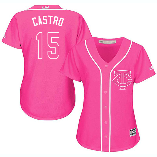 Minnesota Twins #15 Jason Castro Pink Fashion Women's Stitched Jersey Womens