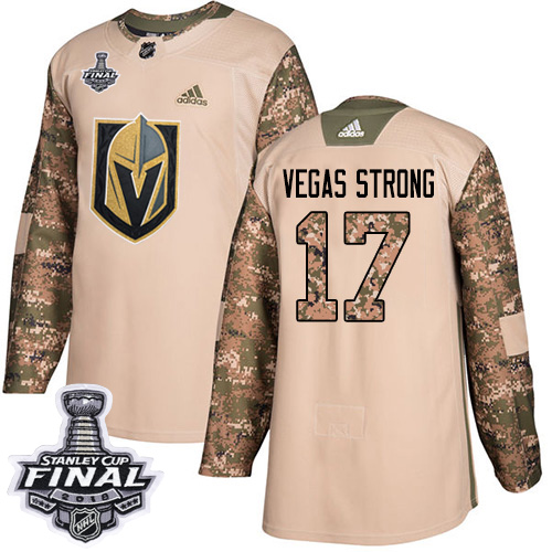 Adidas Golden Vegas Golden Knights #17 Vegas Strong Camo Authentic 2017 Veterans Day 2018 Stanley Cup Final Stitched Jersey Men's