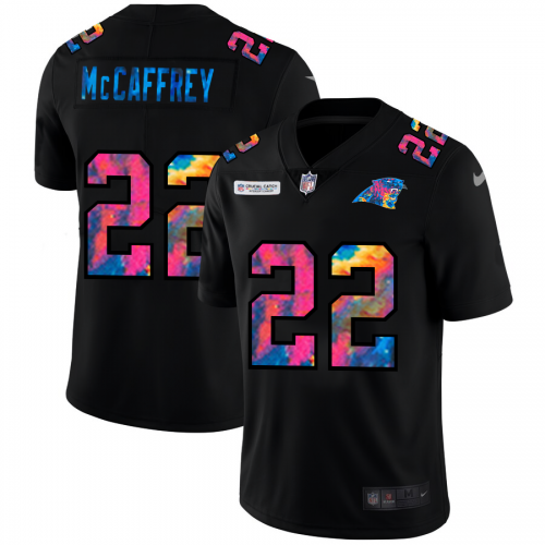 Carolina Carolina Panthers #22 Christian McCaffrey Men's Multi-Color Black 2020 Crucial Catch Vapor Untouchable Limited Jersey Men's
