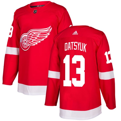 Adidas Detroit Red Wings #13 Pavel Datsyuk Red Home Authentic Stitched Jersey Men's