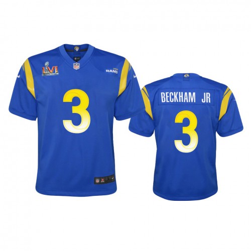 Los Angeles Los Angeles Rams #3 Odell Beckham Jr. Youth Super Bowl LVI Patch Game Jersey - Royal Youth