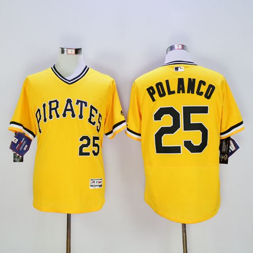 Pittsburgh Pirates #25 Gregory Polanco Gold Flexbase Authentic Collection Stitched Jersey Men's
