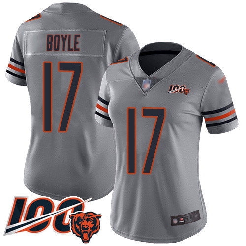 Bears #17 Tim Boyle Silver Women's Stitched Limited Inverted Legend 100th Season Jersey