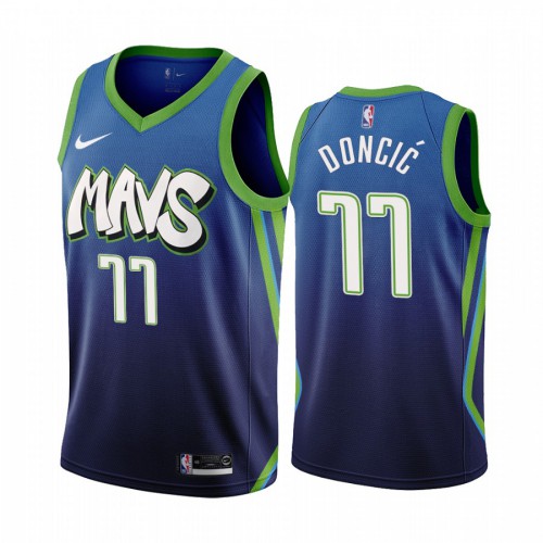 Dallas Mavericks #77 Luka Doncic Mens Blue 2019-20 City Edition Jersey Mens