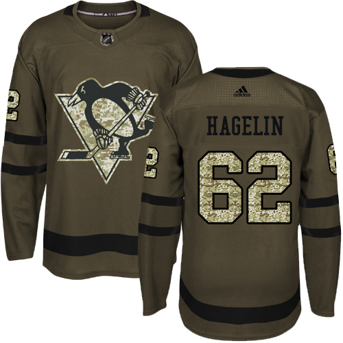 Adidas Pittsburgh Penguins #62 Carl Hagelin Green Salute to Service Stitched Jersey Men's