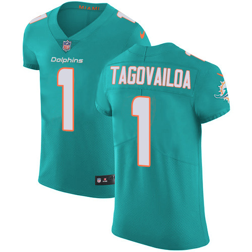 Dolphins #1 Tua Tagovailoa Aqua Green Team Color Men's Stitched Vapor Untouchable Elite Jersey