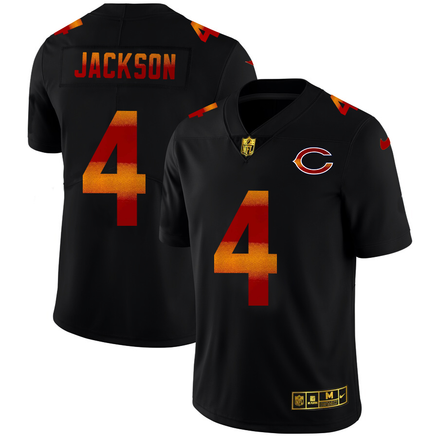 Chicago Bears #4 Eddie Jackson Men's Black Red Orange Stripe Vapor Limited Jersey
