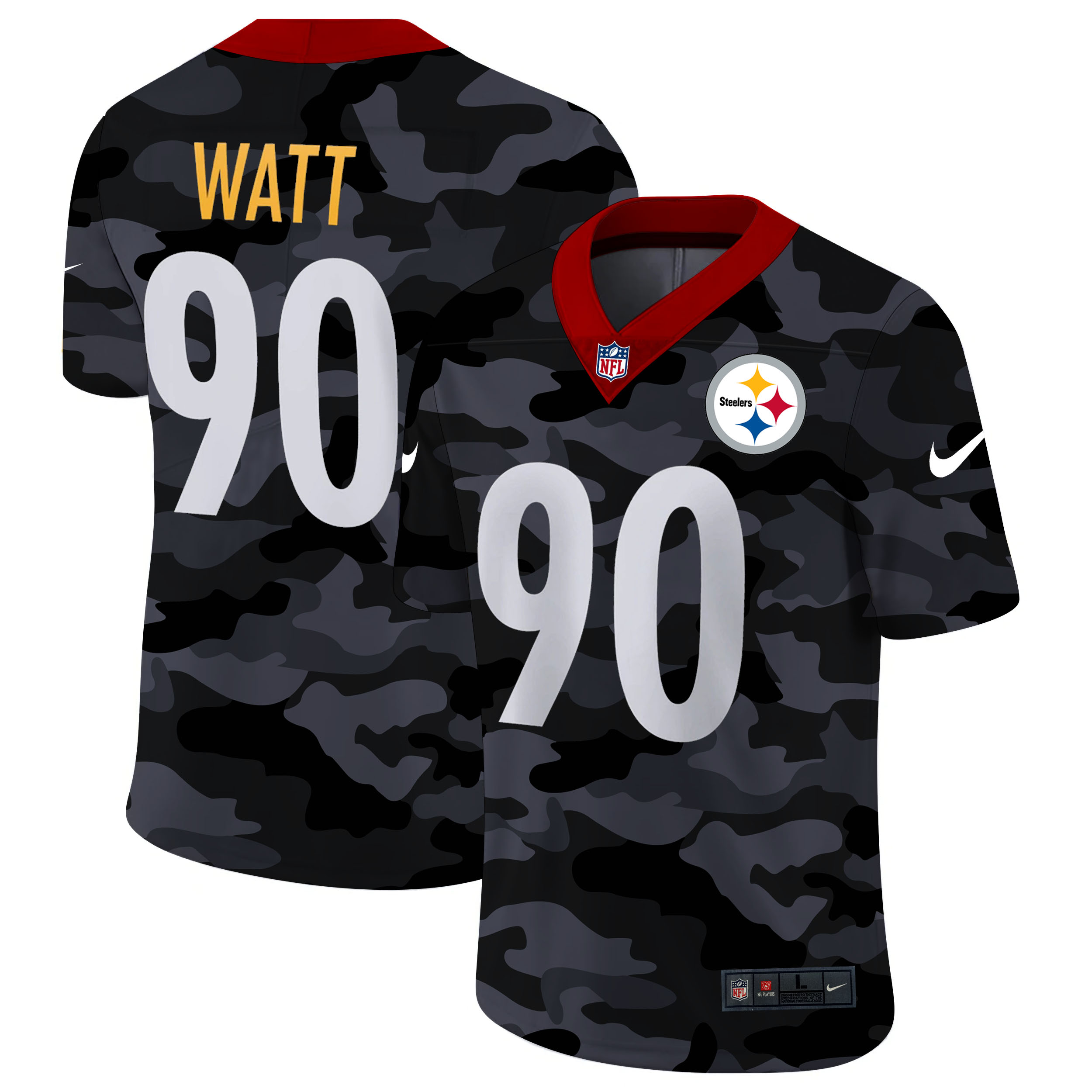 Pittsburgh Steelers #90 T.J. Watt Men's 2020 Black CAMO Vapor Untouchable Limited Stitched Jersey