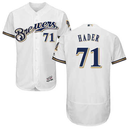 Milwaukee Brewers #71 Josh Hader White Flexbase Authentic Collection Stitched Jersey Men's