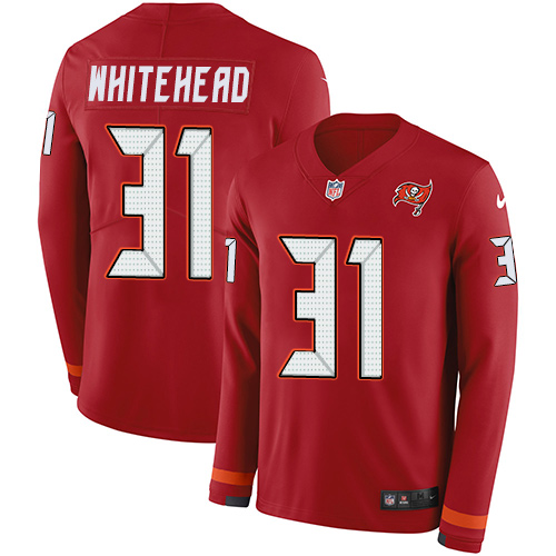 Tampa Bay Buccaneers #31 Jordan Whitehead Red Team Color Youth Stitched Limited Therma Long Sleeve Jersey Youth