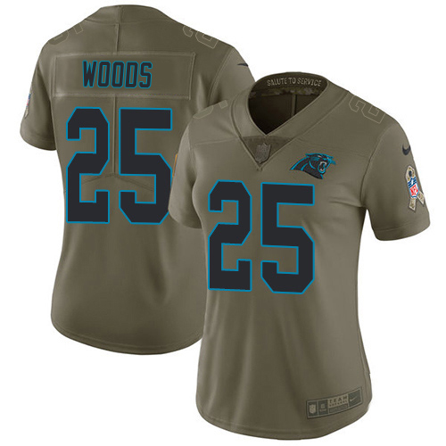 Panthers #25 Xavier Woods Olive Women's Stitched Limited 2017 Salute To Service Jersey