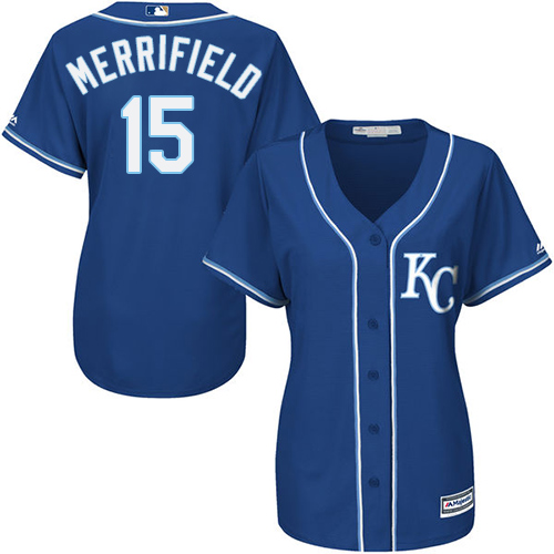 Kansas City Royals #15 Whit Merrifield Royal Blue Alternate Women's Stitched Jersey Womens