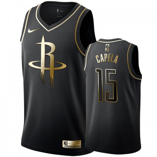 Houston Rockets #15 Clint Capela Mens Black Golden Edition Swingman Jersey Mens