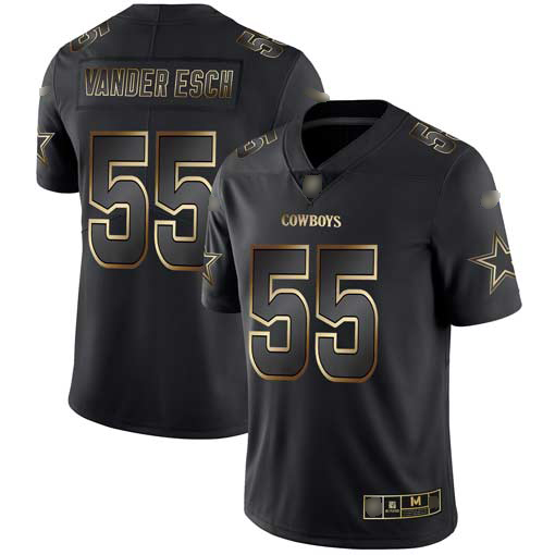Cowboys #55 Leighton Vander Esch Black/Gold Men's Stitched Vapor Untouchable Limited Jersey