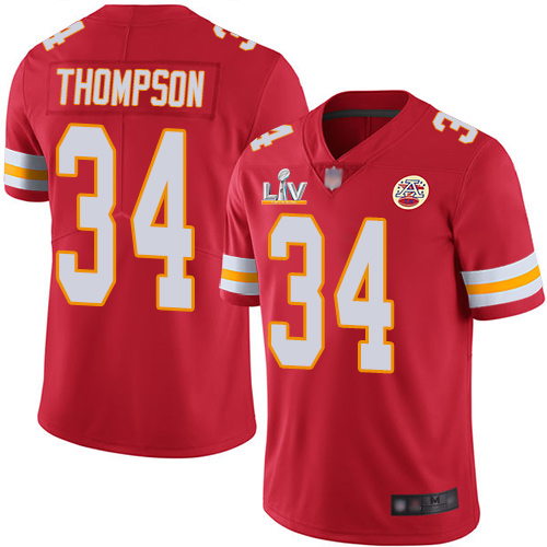 Kansas City Chiefs #34 Darwin Thompson Red Team Color Men's Super Bowl LV Bound Stitched Vapor Untouchable Limited Jersey Men's