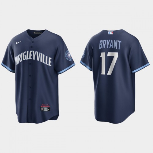 Chicago Chicago Cubs #17 Kris Bryant Men's 2021 City Connect Fans Version Navy Jersey Men's