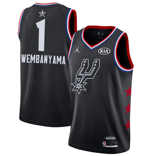 San Antonio Spurs #1 Victor Wembanyama Black Women's Jordan Swingman 2019 All-Star Game Jersey