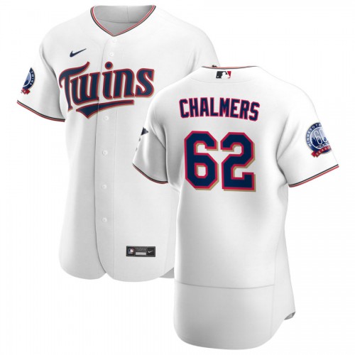 Minnesota Minnesota Twins #62 Dakota Chalmers Men's White Home 2020 60th Season Authentic Team Jersey Men's