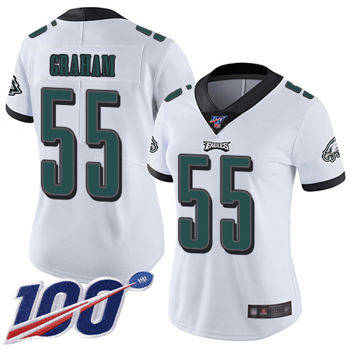 Eagles #55 Brandon Graham White Women's Stitched 100th Season Vapor Limited Jersey