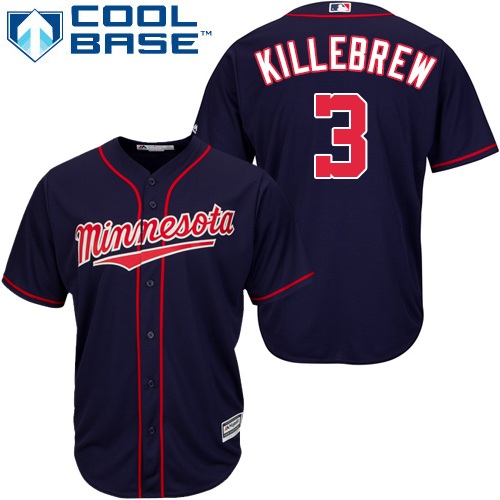 Minnesota Twins #3 Harmon Killebrew Navy blue Cool Base Stitched Youth Jersey Youth
