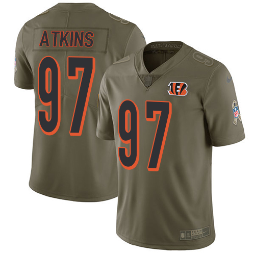 Cincinnati Bengals #97 Geno Atkins Olive Youth Stitched Limited 2017 Salute to Service Jersey Youth