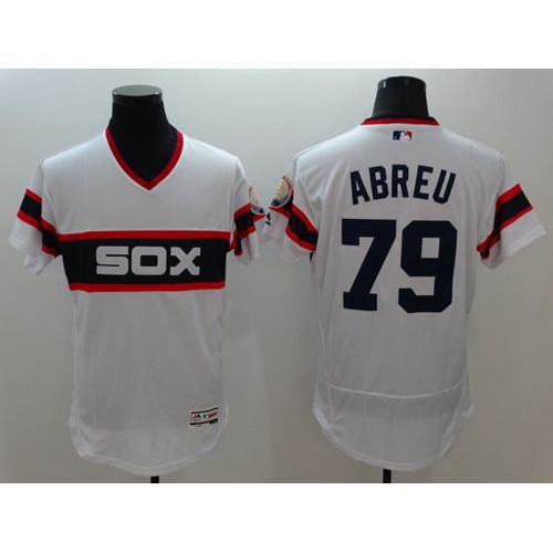 Chicago White Sox #79 Jose Abreu White Flexbase Authentic Collection Stitched Jersey Men's