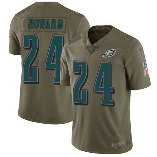 Philadelphia Eagles #24 Jordan Howard Olive Men's Stitched Limited 2017 Salute To Service Jersey Men's