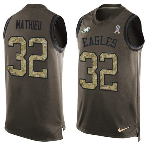 Saints #32 Tyrann Mathieu Green Men's Stitched Limited Salute To Service Tank Top Jersey