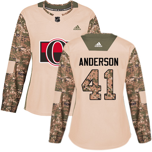 Adidas Ottawa Senators #41 Craig Anderson Camo Authentic 2017 Veterans Day Women's Stitched Jersey Womens