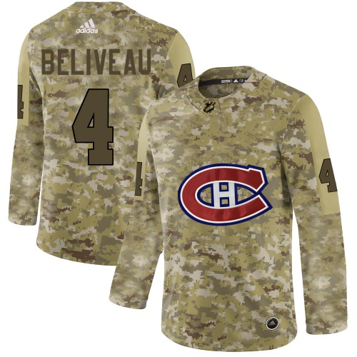 Adidas Montreal Canadiens #4 Jean Beliveau Camo Authentic Stitched Jersey Men's