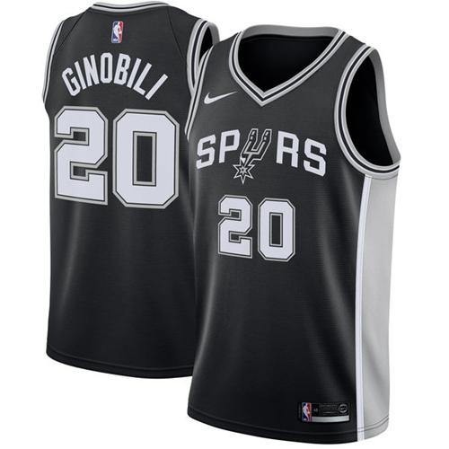San Antonio Spurs #20 Manu Ginobili Black Swingman Icon Edition Jersey Mens