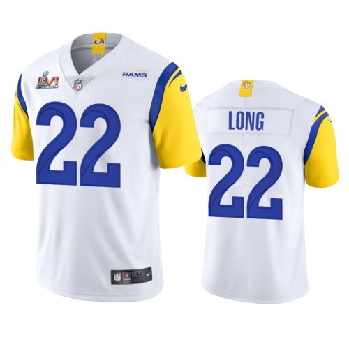 Los Angeles Los Angeles Rams #22 David Long Men's Super Bowl LVI Patch Alternate Vapor Limited Jersey - White Men's