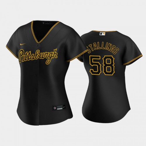 Pittsburgh Pittsburgh Pirates #58 Jacob Stallings Game Women's Alternate Jersey - Black Womens