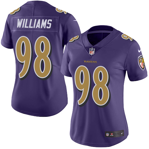 Baltimore Ravens #98 Brandon Williams Purple Women's Stitched Limited Rush Jersey Womens