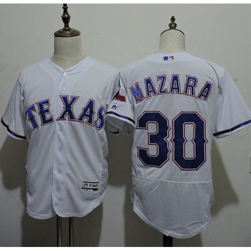 Texas Rangers #30 Nomar Mazara White Flexbase Authentic Collection Stitched Jersey Men's