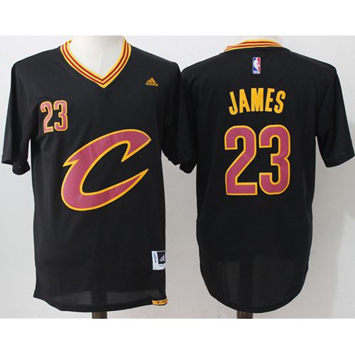 Cleveland Cavaliers #23 LeBron James Black Short Sleeve C Stitched Jersey Mens