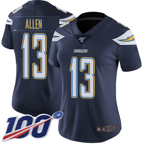 Chargers #13 Keenan Allen Navy Blue Team Color Women's Stitched 100th Season Vapor Limited Jersey