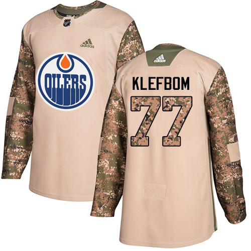 Adidas Edmonton Oilers #77 Oscar Klefbom Camo Authentic 2017 Veterans Day Stitched Jersey Men's
