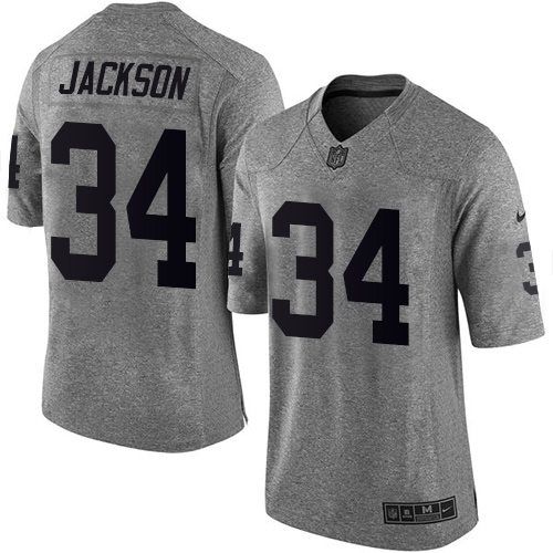 Raiders #34 Bo Jackson Gray Men's Stitched Limited Gridiron Gray Jersey