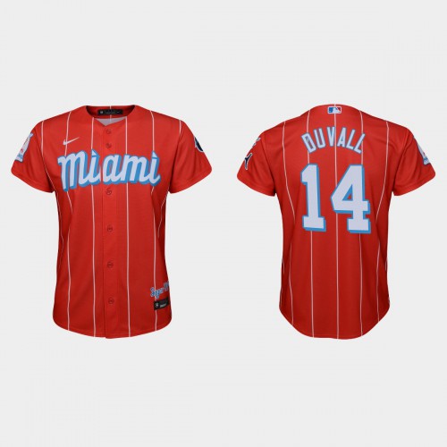 Miami Miami Marlins #14 Adam Duvall Youth 2021 City Connect Authentic Jersey Red Youth